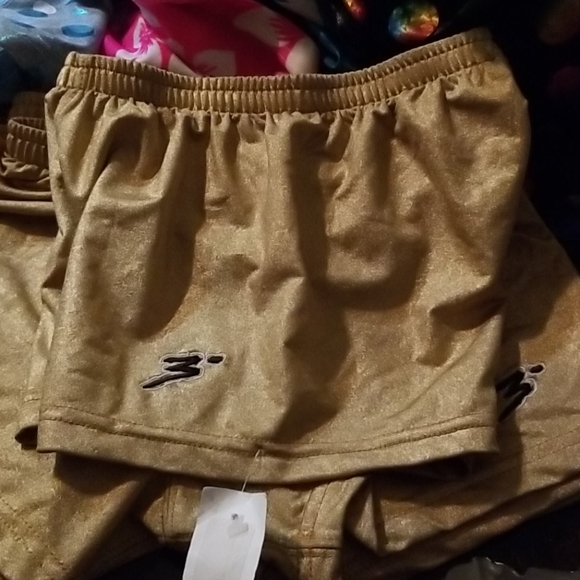 NEW 3° Dk Gold Metallic 3" Festival Sport Shorts - Picture 7 of 8